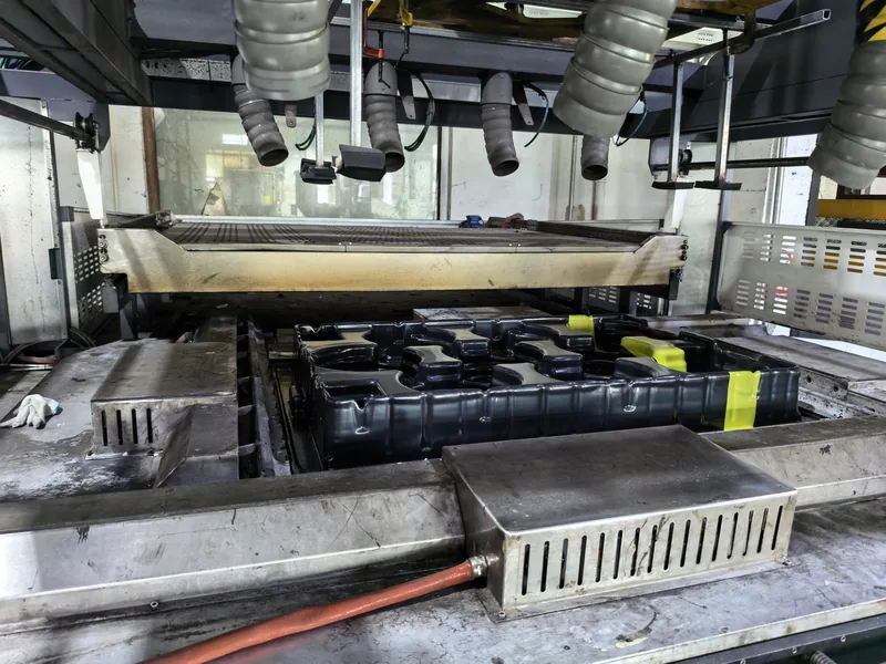 Vacuum forming process close-up