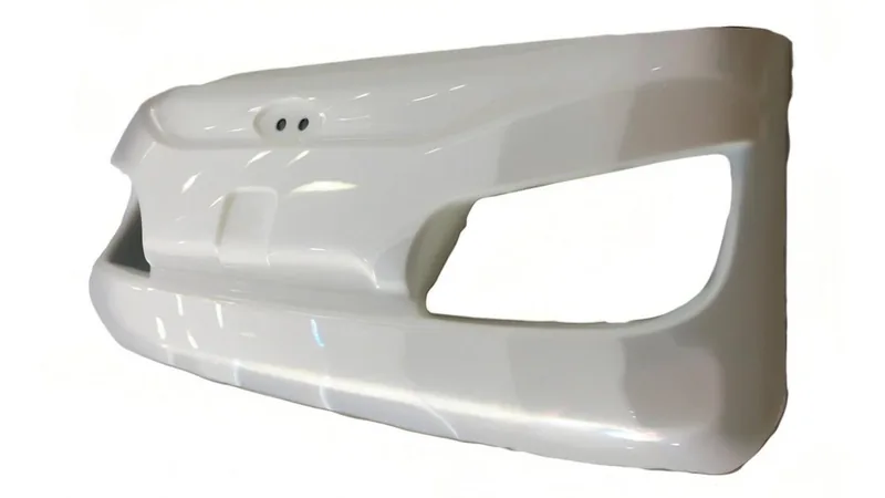 White heavy gauge thermoformed automotive bumper cover
