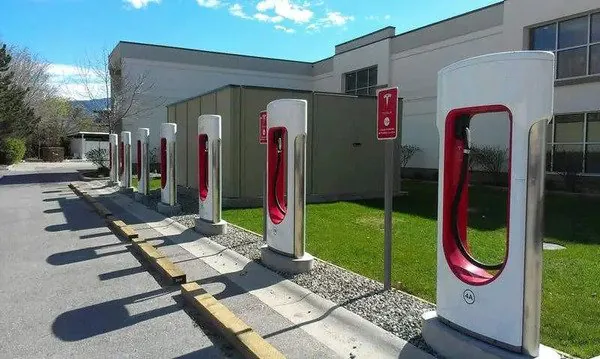 EV chargers installed along a carport